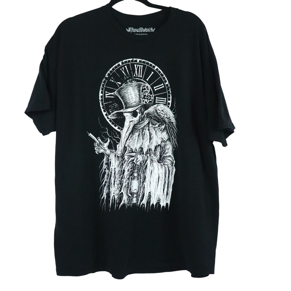 Vampire Freaks Plague Doctor Black Graphic Short Sleeve T Shirt Mens Size 2XL